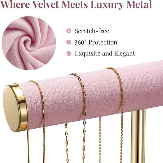 Jewelry Organizer Stand Display, 3 Tier Velvet Bracelet Holder, Pink