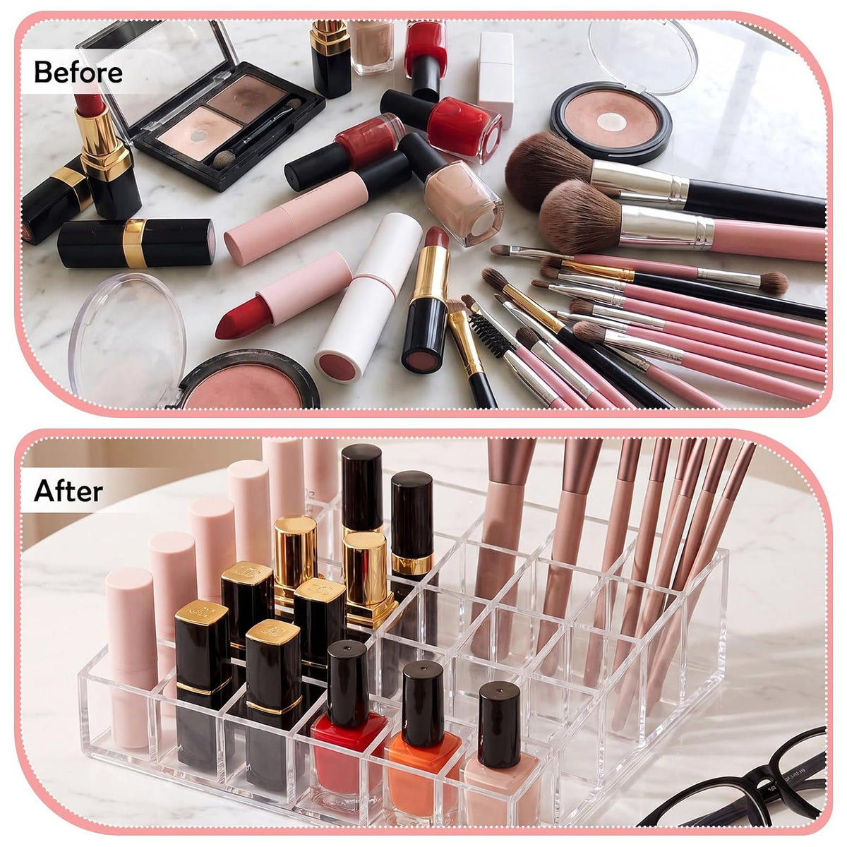 Mumufy Lipstick Holder Clear Acrylic Makeup Organizer Display, 36 Slot