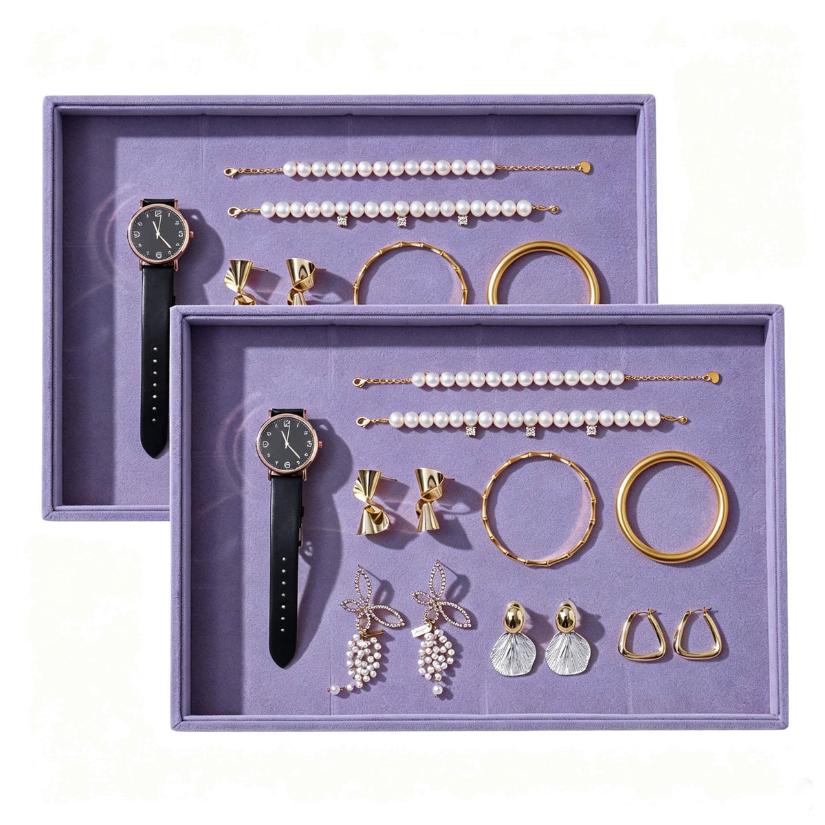 Large Velvet Jewelry Tray Display Drawer Inserts 2 Pack