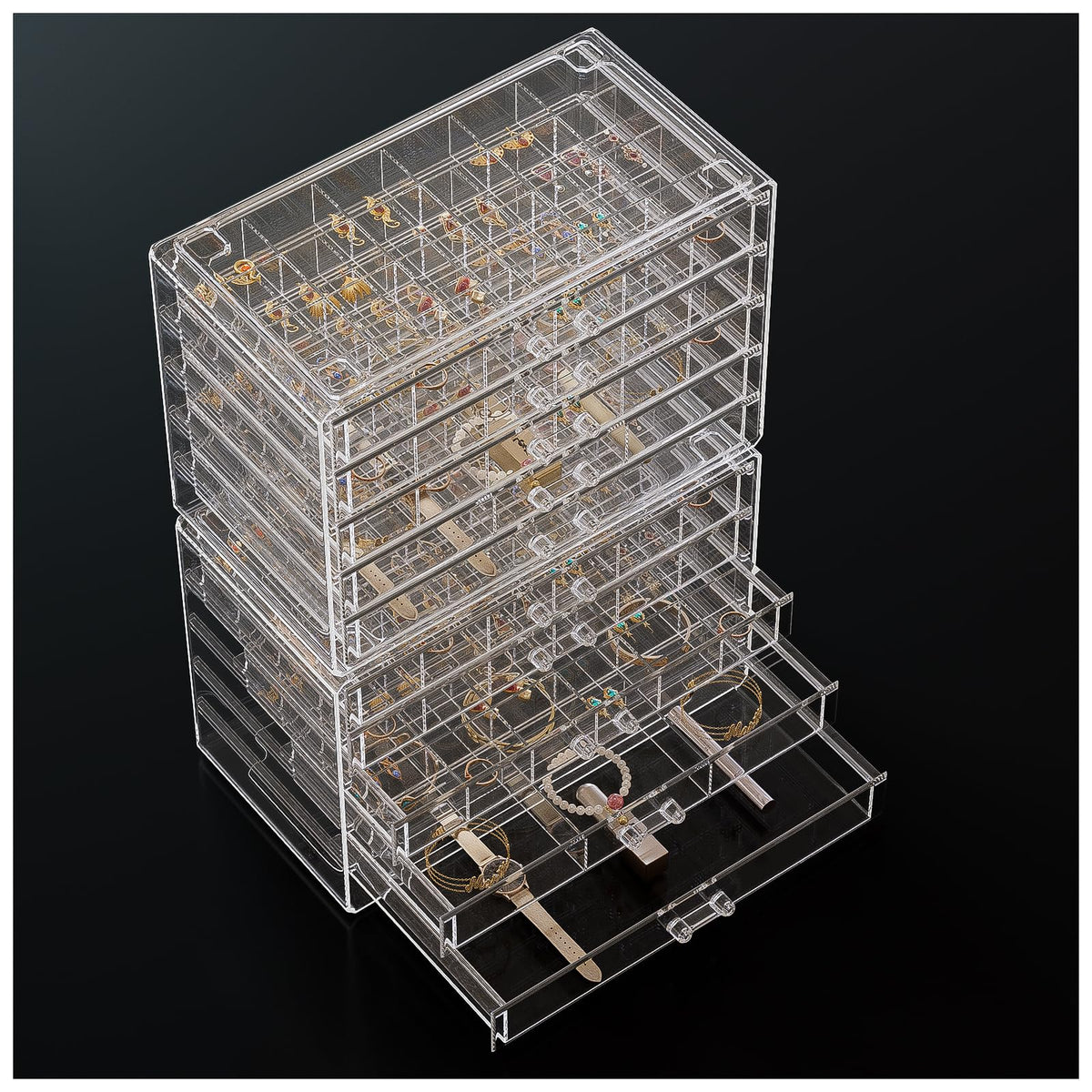 ProCase Acrylic Earrings Holder Organizer Box -Clear, 5 Layers