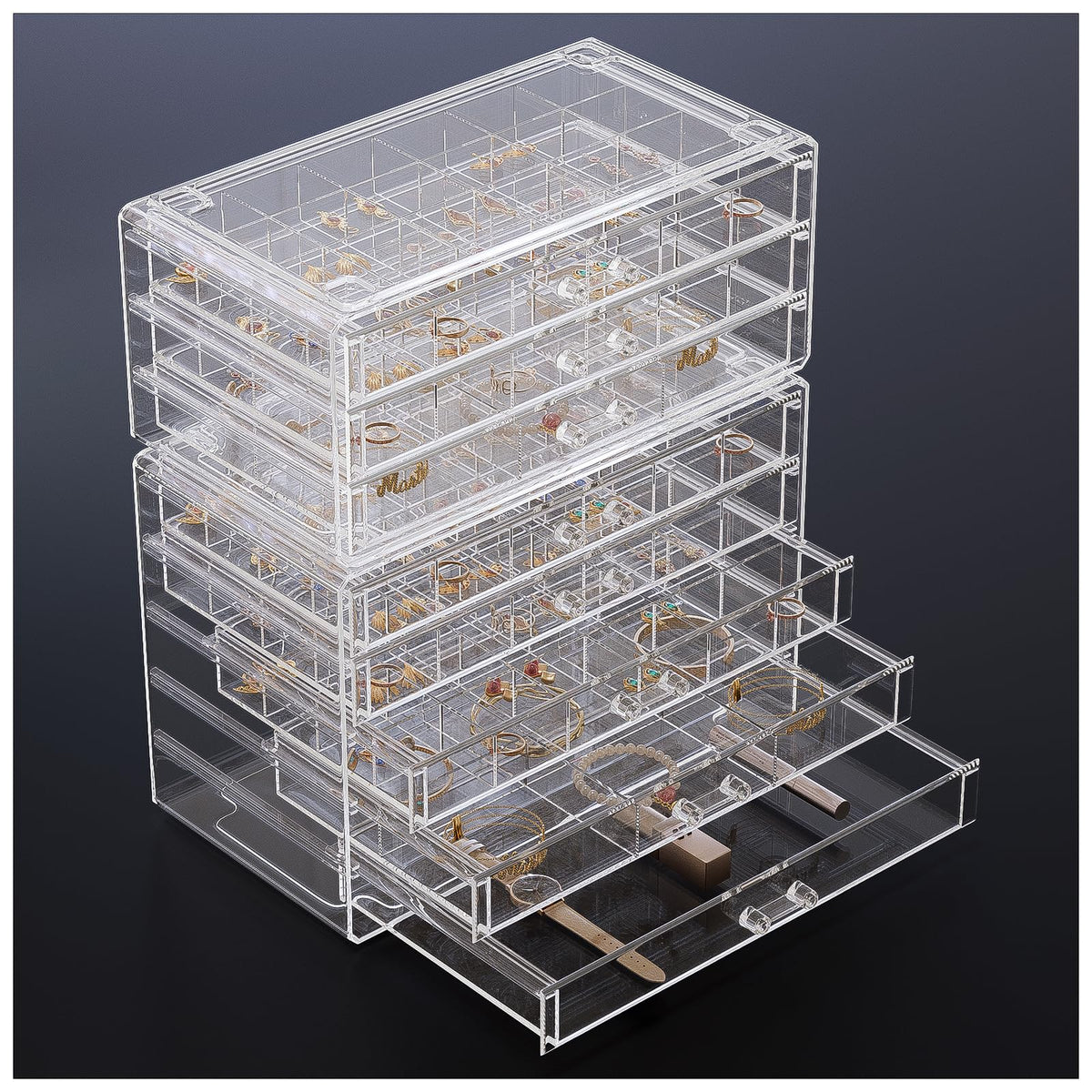 ProCase Acrylic Earrings Holder Organizer Box -Clear, 5 Layers