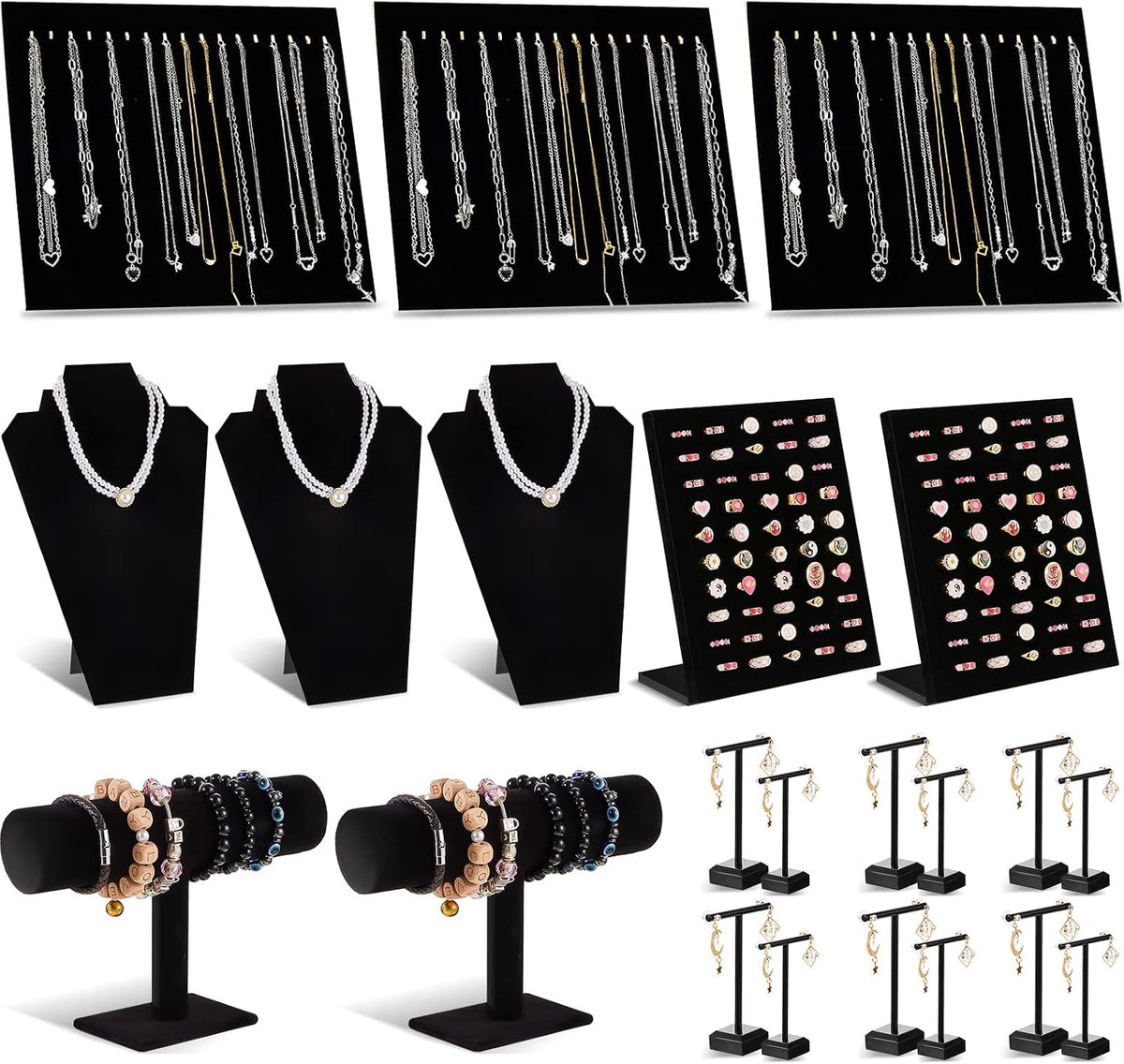 Henoyso 22 Pcs VelvetJewelry Display for Vendors Necklace Bust Holder