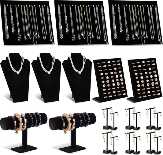Henoyso 22 Pcs VelvetJewelry Display for Vendors Necklace Bust Holder