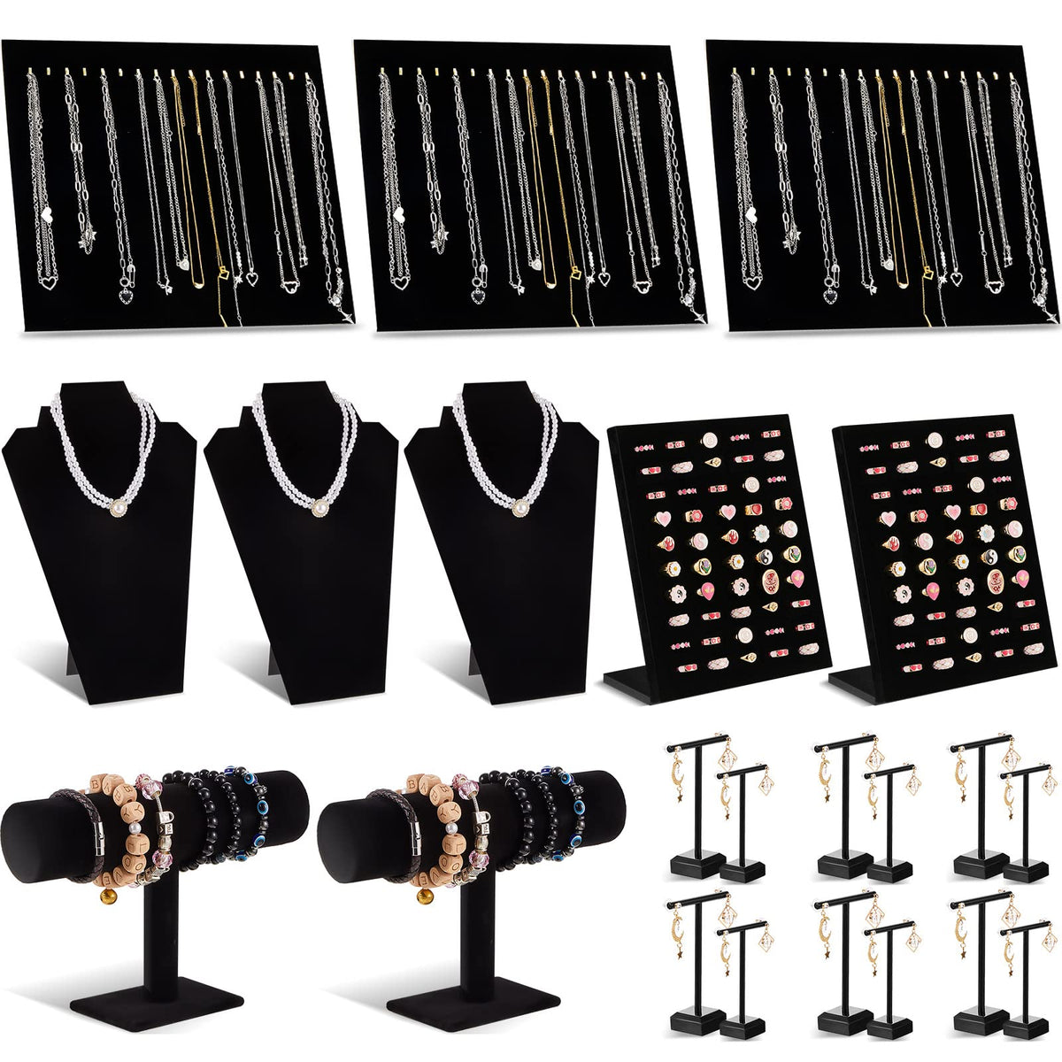 Henoyso 22 Pcs VelvetJewelry Display for Vendors Necklace Bust Holder