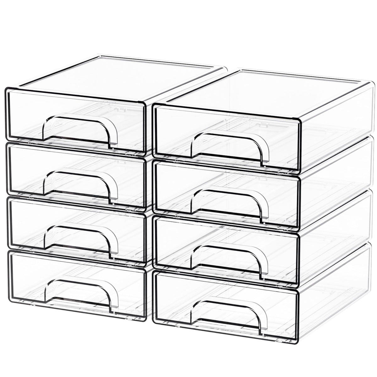 Yieach 4 Pack Clear Stackable Storage Drawers,4.4'' Tall Acrylic Drawers