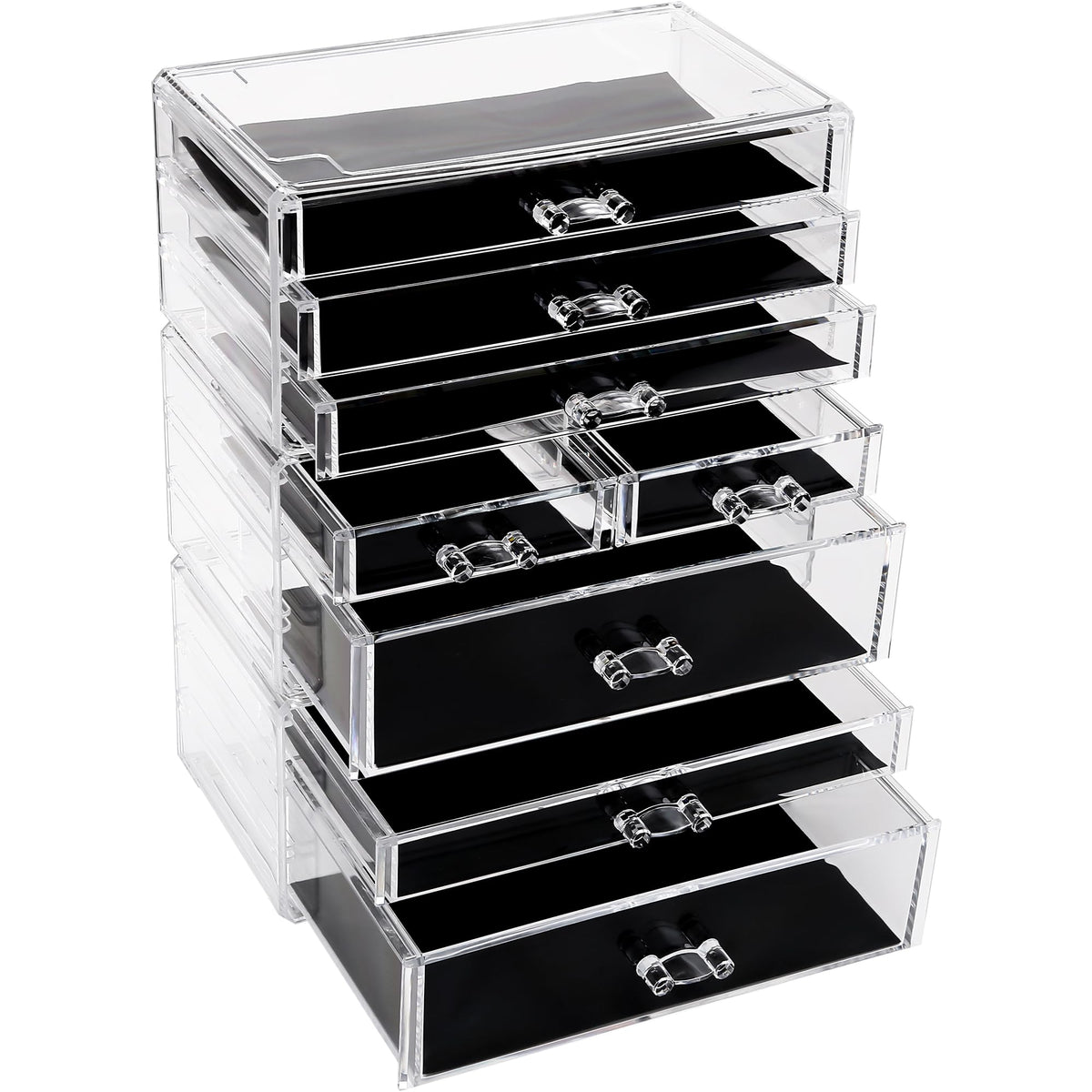 Sea Team 3-Tier Stackable Clear Acrylic Makeup Organizer with Drawers