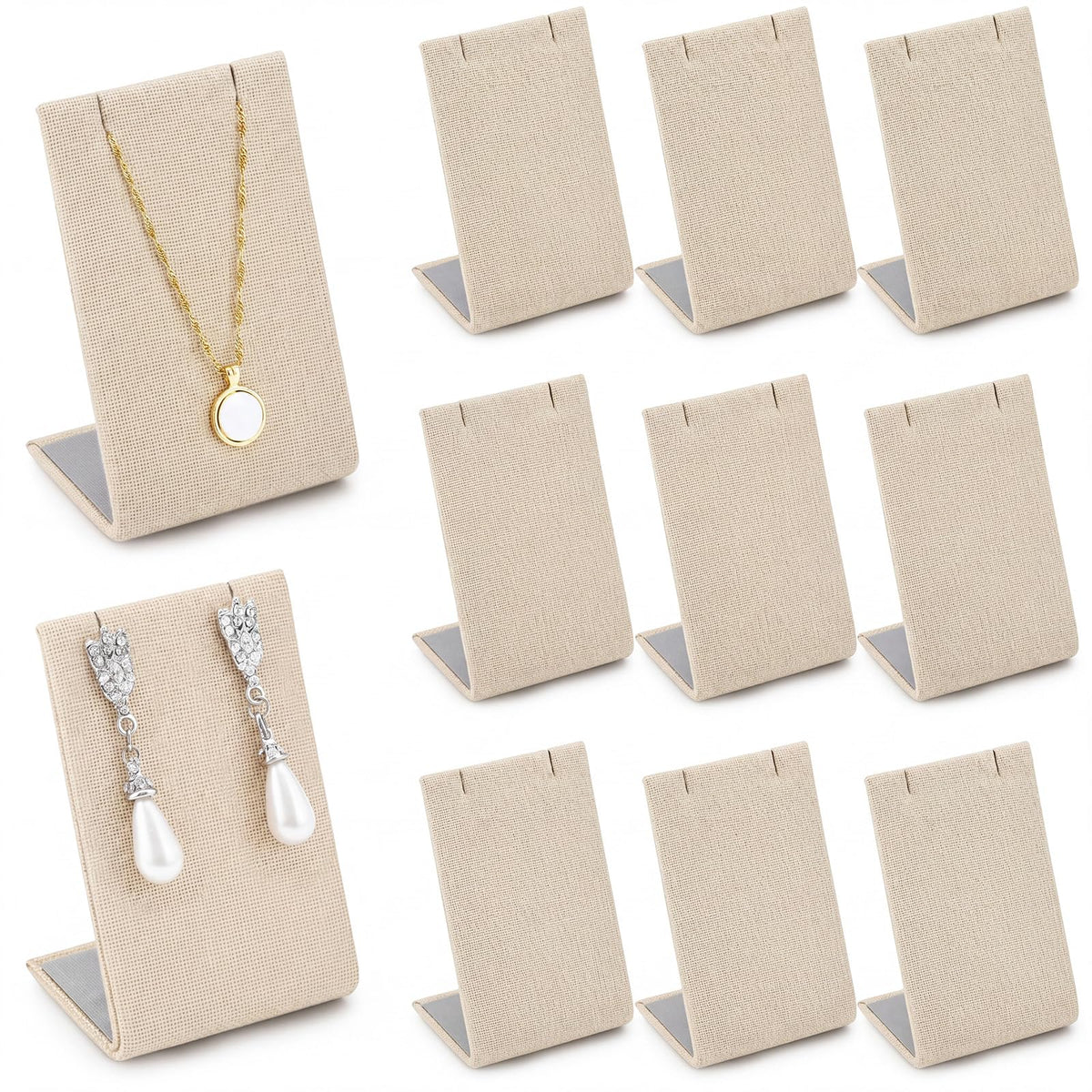 RattanView 12 Pcs Velvet Earring Display Stand Necklace Holder Black Velvet
