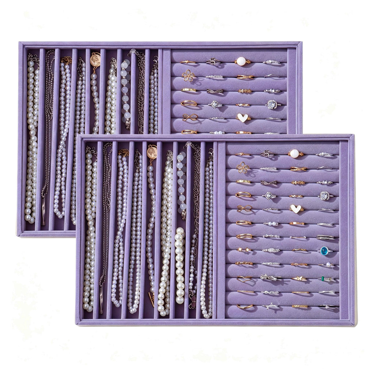 Large Velvet Jewelry Tray Display Drawer Inserts 2 Pack