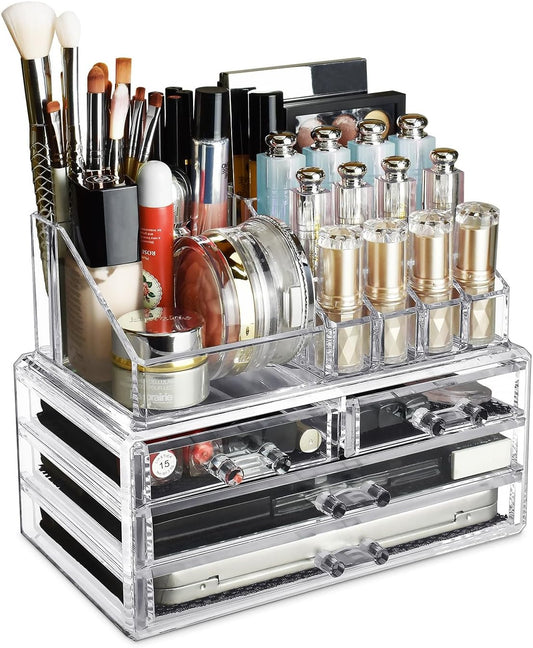 Ikee Design Acrylic Clear Makeup Cosmetics Lip Gloss 4 Drawers Organizer