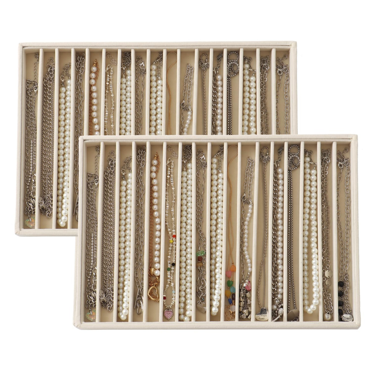 Large Velvet Jewelry Tray Display Drawer Inserts 2 Pack