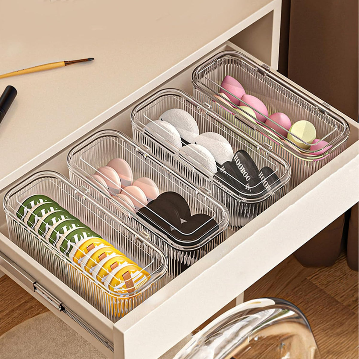 JessLab Makeup Brush Holder with Lid, Makeup Sponge Storage Case, 2 Pack