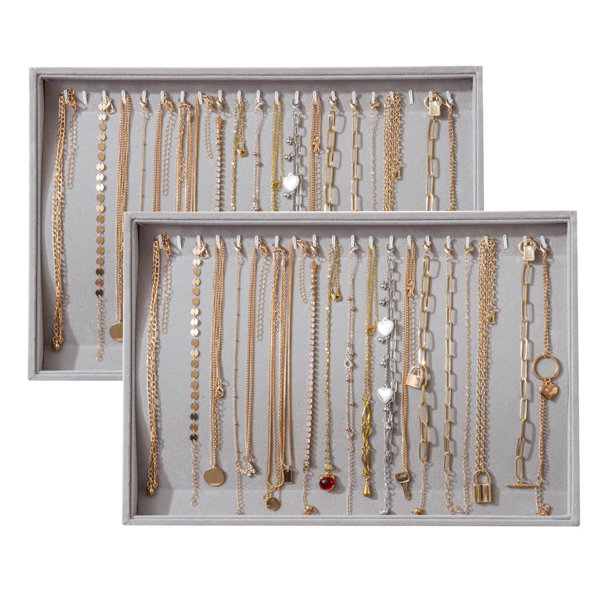 Large Velvet Jewelry Tray Display Drawer Inserts 2 Pack