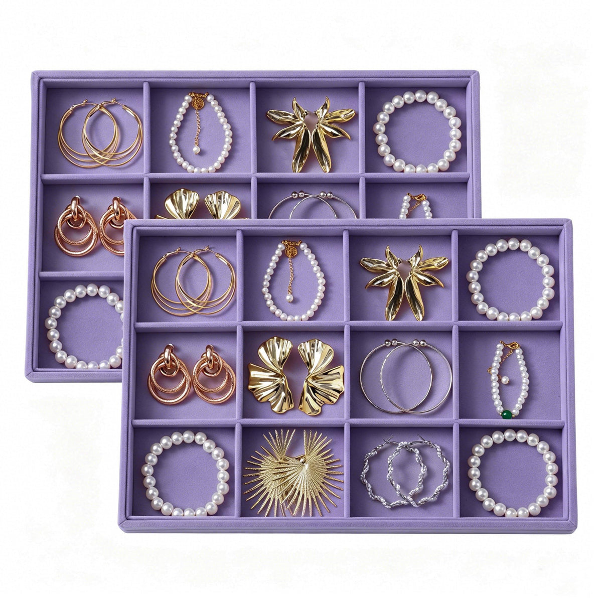Large Velvet Jewelry Tray Display Drawer Inserts 2 Pack
