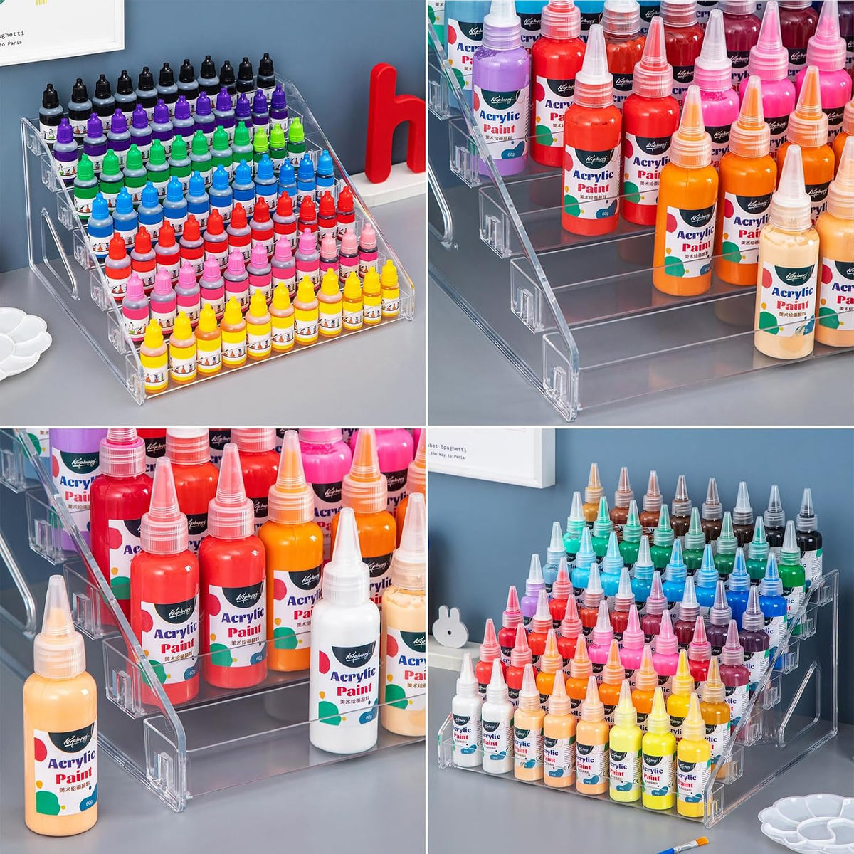 7Tier Acrylic Paint Organizer,Nail Polish Rack Shelf,Painting Bottle Holder