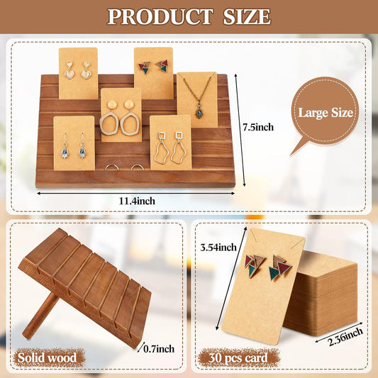 Blulu 31 Pack Wooden Earring Display Stand 7 Slot