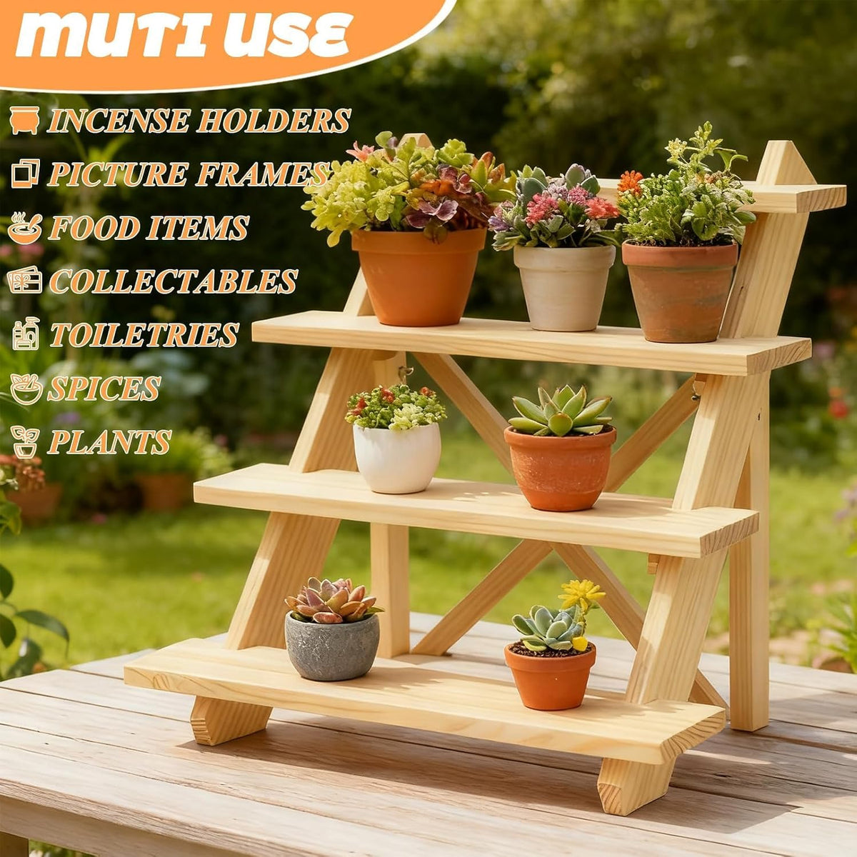 2 Pack 4 Tier Wooden Earring Display for Vendors Stand Riser Detachable