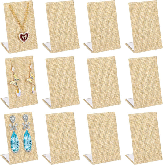 12PCS Earring Display Set Linen Earring Display Stand L-Shape Jewelry Organizer Earrings Organizer for Jewelry Dangling Slant Back Display Props Show 1.4 x 2.2 x 3 inch