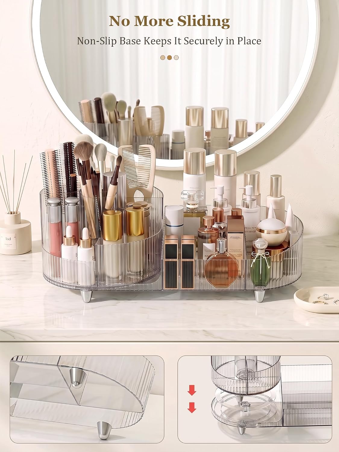 Booklov Rotating Makeup Organizer for Vanity Countertop, Clear