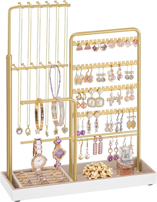 SONGMICS Jewelry Holder, 12.1 to 18.7 Inches Height Adjustable Stand