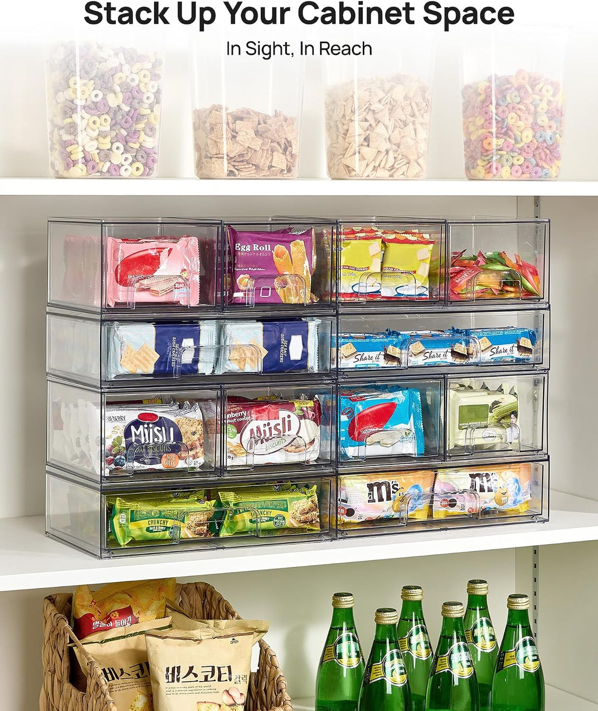 Vtopmart Clear Stackable Storage Drawers Set of 5, Plastic Organizer Bins