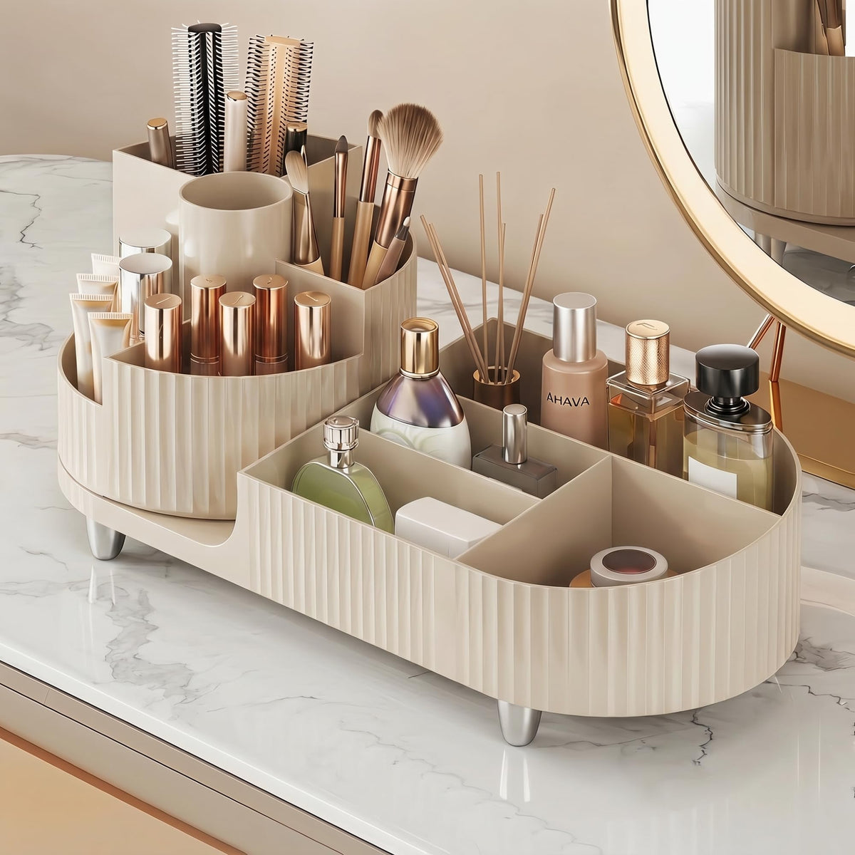 Booklov Rotating Makeup Organizer for Vanity Countertop, Clear
