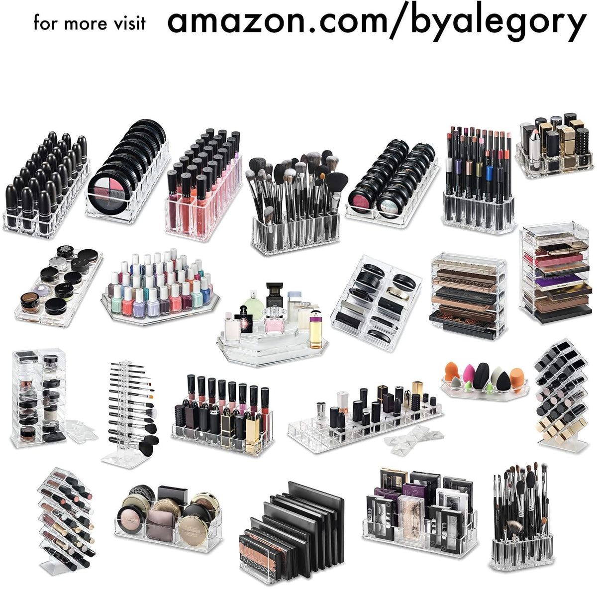 byAlegory Tiered Acrylic Eyeshadow Palette Makeup Organizer (Small Palettes, Compacts, Lipsticks, Lip Gloss, Eye Shadows, Cosmetics) | 3 Tier Cosmetic Storage (CLEAR)