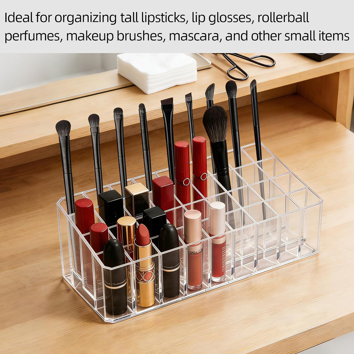 Rollerball Perfume Organizer, 36 Spaces Acrylic Fragrance Organizer Travel, Lipstick Organizer Lipgloss Holder, Clear