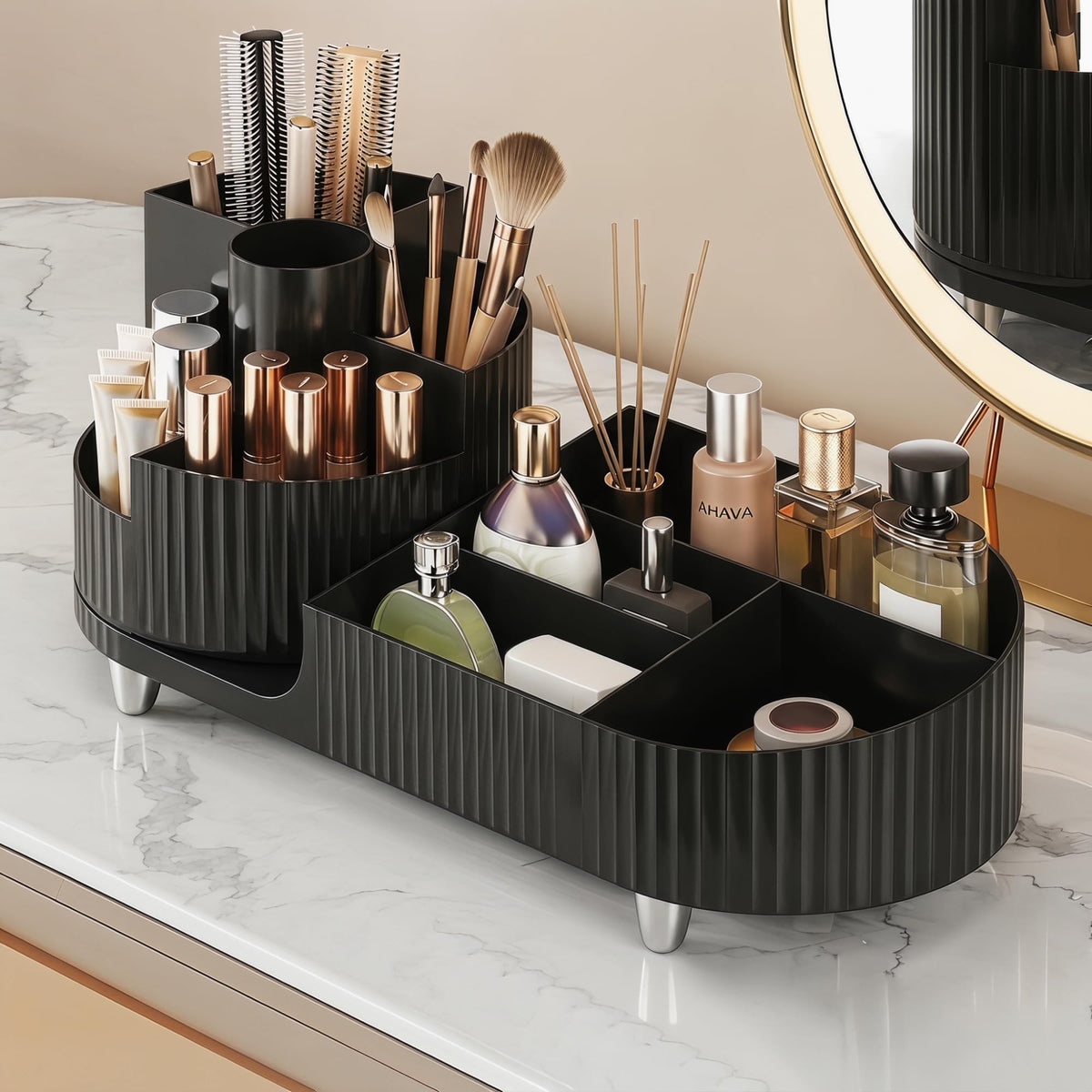 Booklov Rotating Makeup Organizer for Vanity Countertop, Clear