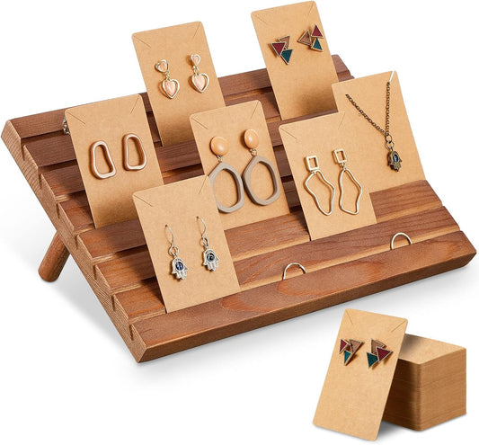 Blulu 31 Pack Wooden Earring Display Stand 7 Slot