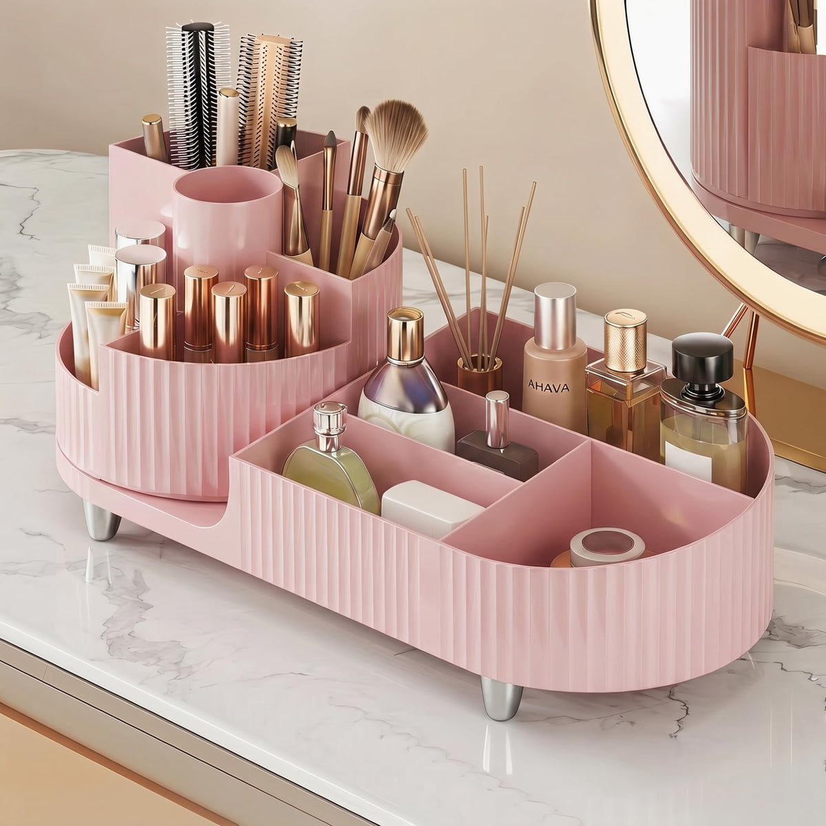 Booklov Rotating Makeup Organizer for Vanity Countertop, Clear