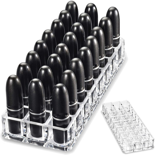 byAlegory Premium Beauty Organization Acrylic Lipstick Organizer & Beauty Container 24 Space Storage (Clear)