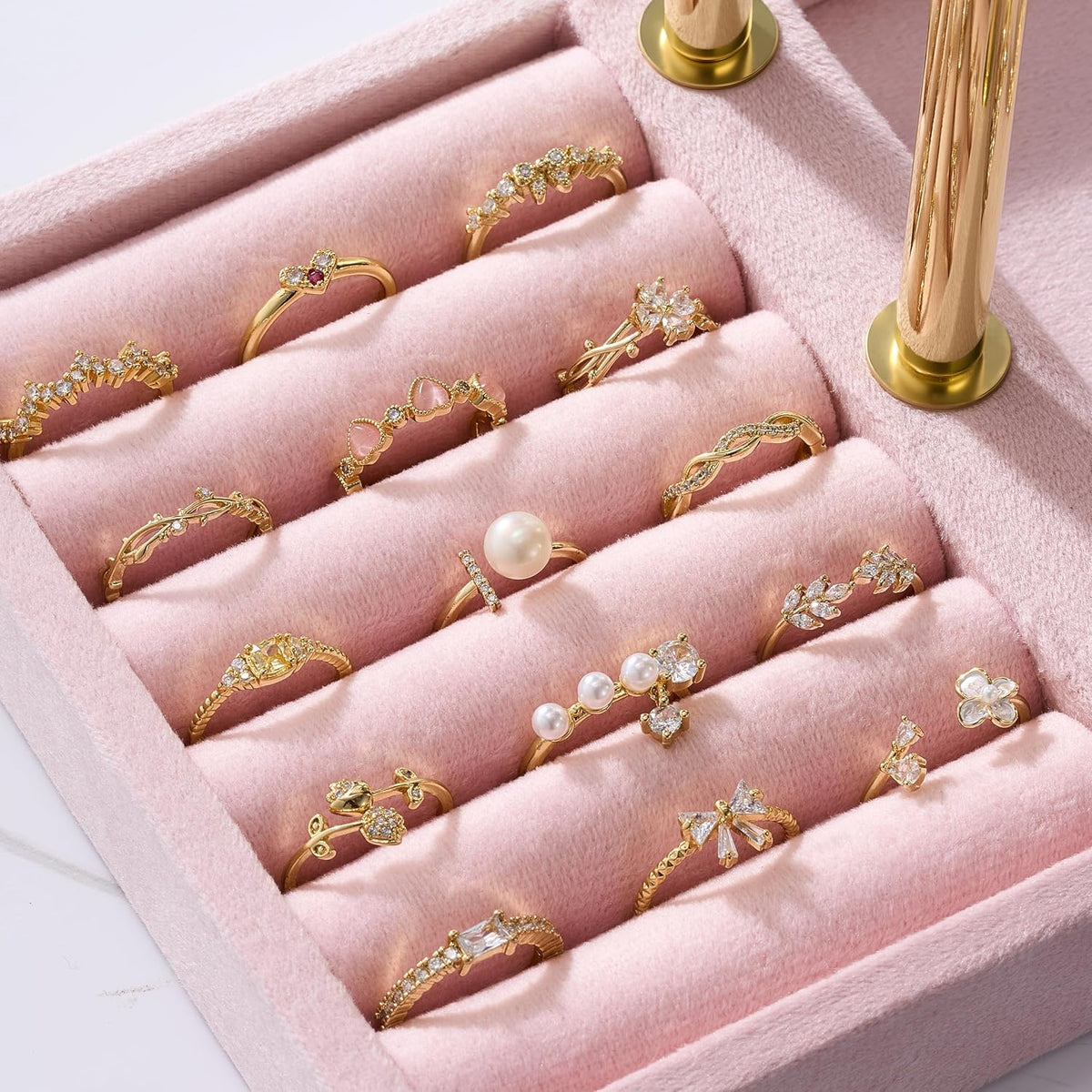 Jewelry Organizer Stand Display, 3 Tier Velvet Bracelet Holder, Pink