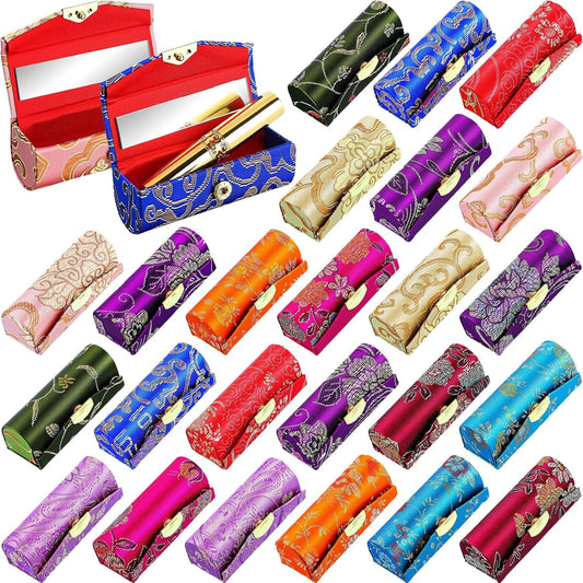 24 Pcs Indian Navratri Return Gifts, Lipstick Case with Mirror Bulk